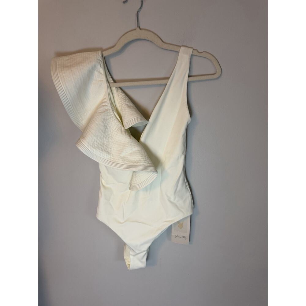 Johanna Ortiz Ruffled One Piece Swimsuit Ecru Sz Small NWT $495 - Picture 4 of 16